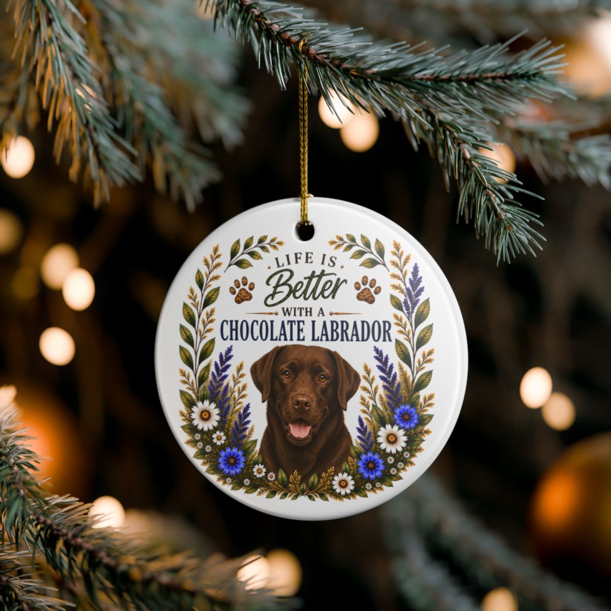 Chocolate Lab Ornament, Labrador Retriever Gift, Chocolate Lab Mom Gift, Dog Lover Keepsake