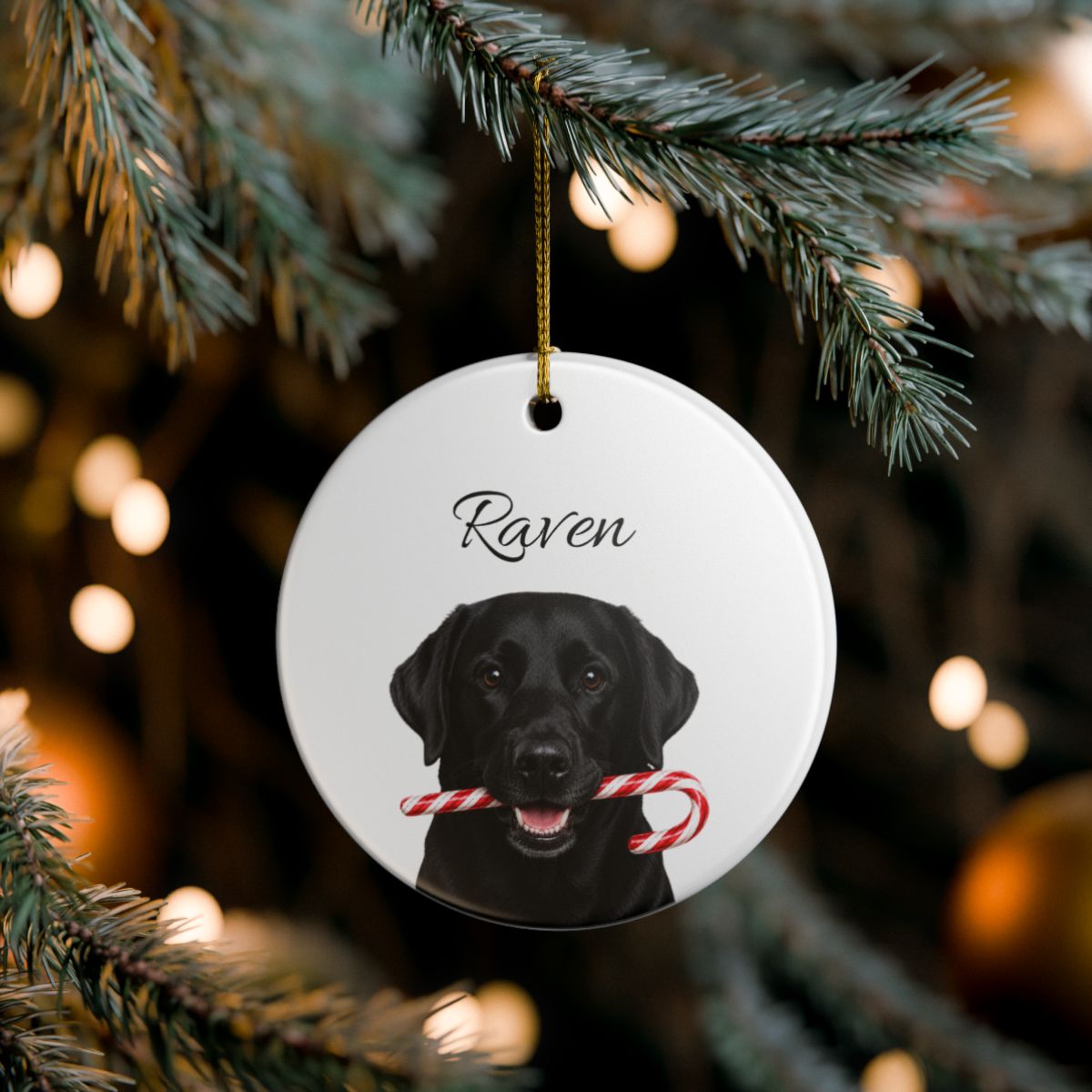 Personalized Black Lab Ornament, Custom Dog Name Christmas Ornament, Labrador Retriever Gift, Dog Lover Gift