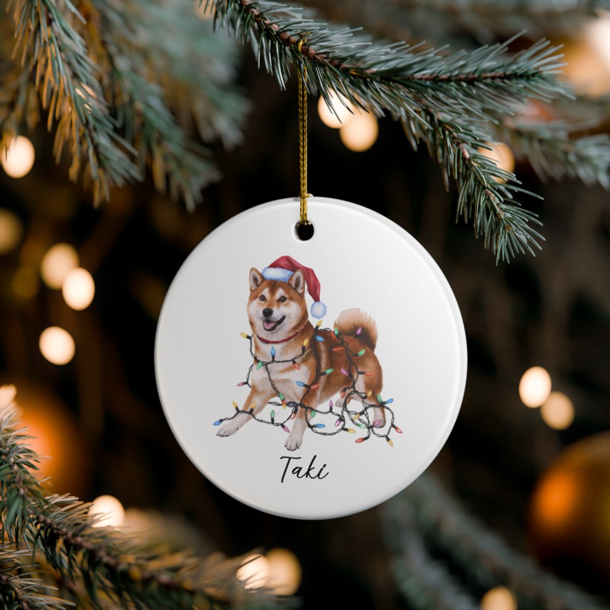 Personalized Red Shiba Inu Ornament, Custom Pet Lover Gift