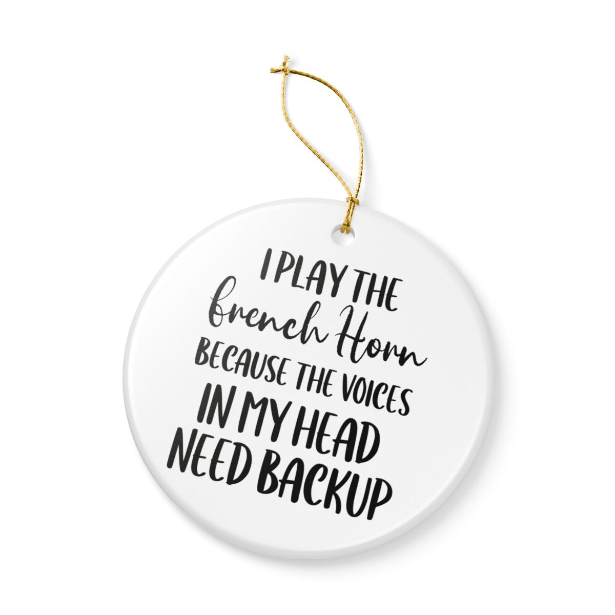 French Horn Ornament, Ceramic Musician Gift