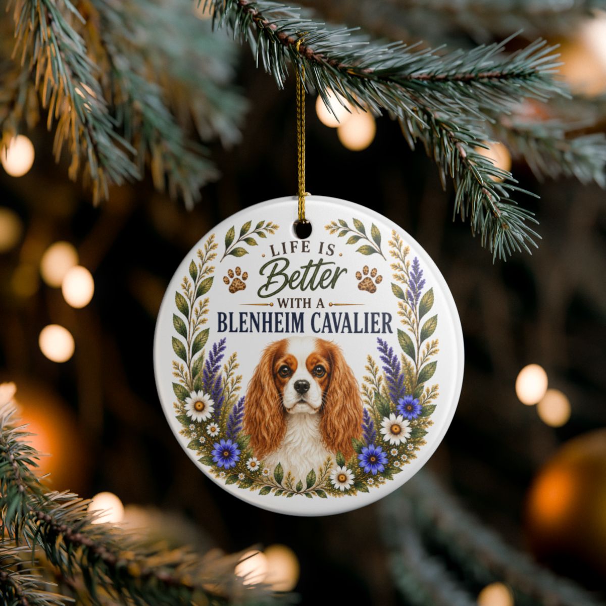 Blenheim Cavalier Ornament, Cavalier King Charles Spaniel Gift, Dog Mom Keepsake, Dog Lover Gift