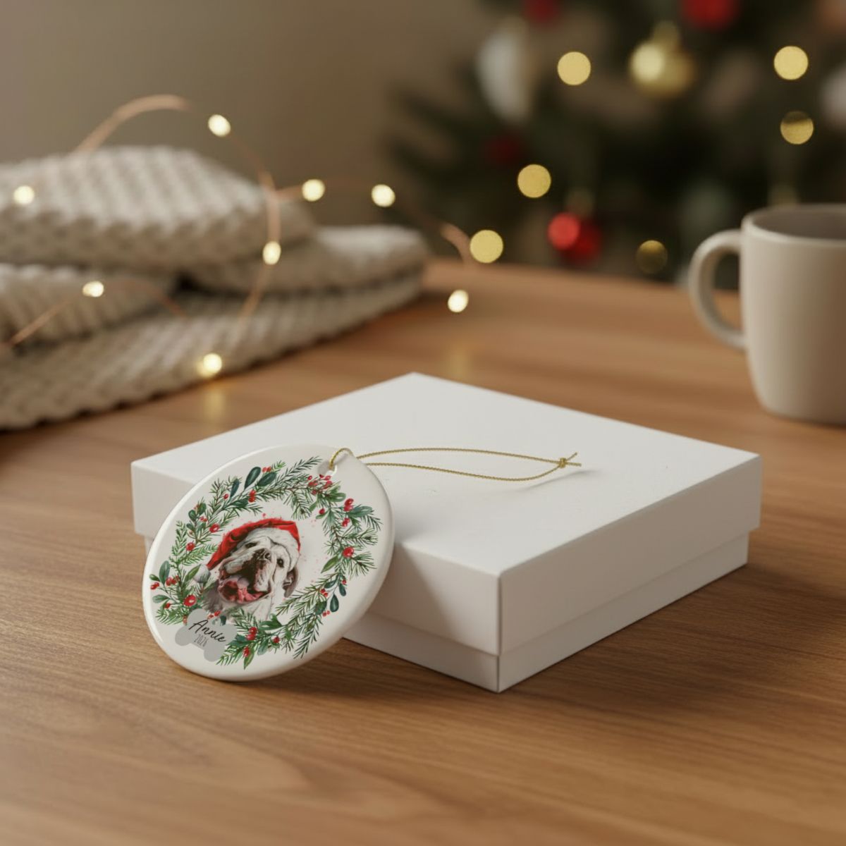 Personalized Bulldog Christmas Ornament