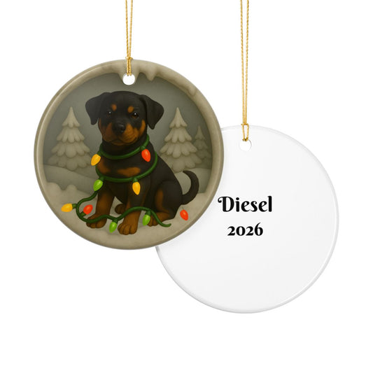 Personalized Rottweiler Christmas 3D Clay-Style Ornament