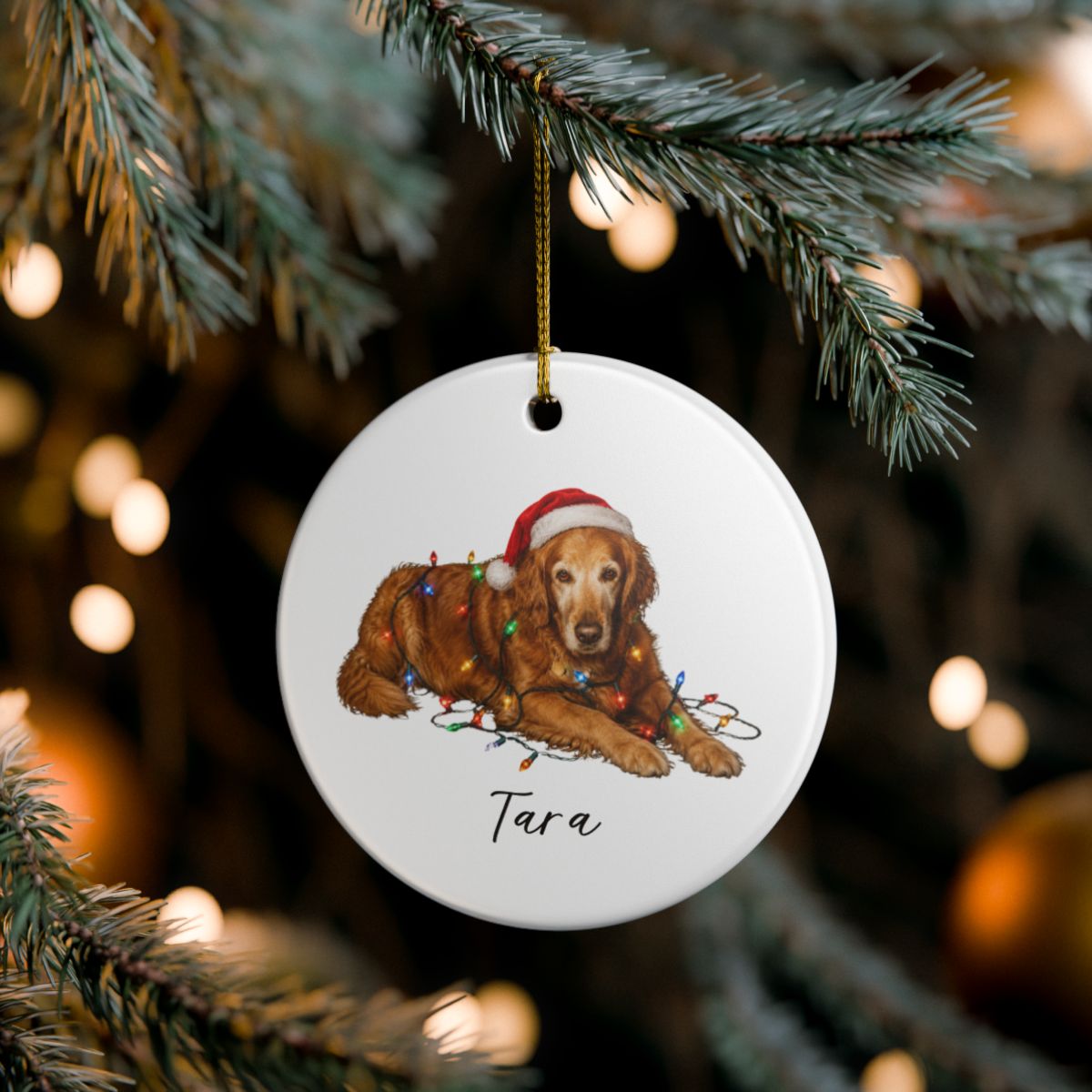 Personalized Dog Photo Christmas Ornament Custom Pet Name Ceramic Keepsake