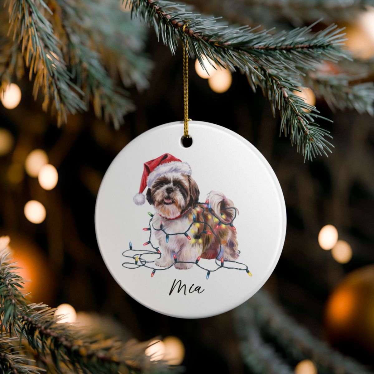 Shih Tzu Ornament Personalized Gift, Custom Holiday Pet Decor