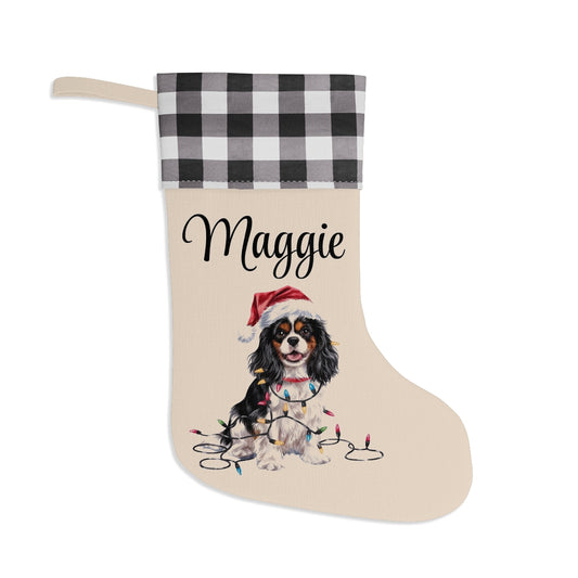 Personalized Tri-Colored Cavalier King Charles Spaniel Christmas Stocking