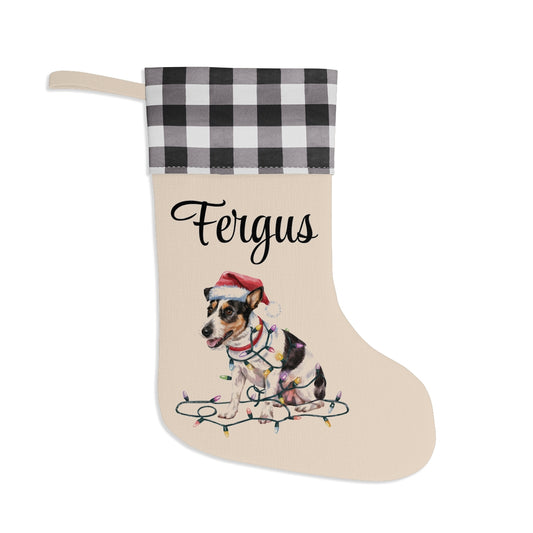 Personalized Rat Terrier Christmas Stocking, Holiday Decor Gift for Pet Lovers