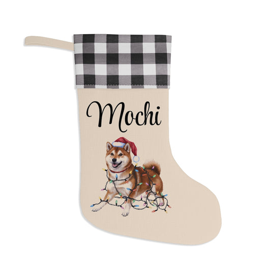 Personalized Red Shiba Inu Christmas Stocking, Holiday Decor Gift for Pet Lovers