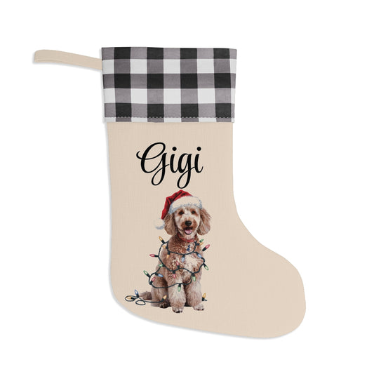 Personalized Poodle Christmas Stocking, Holiday Decor Gift for Pet Lovers