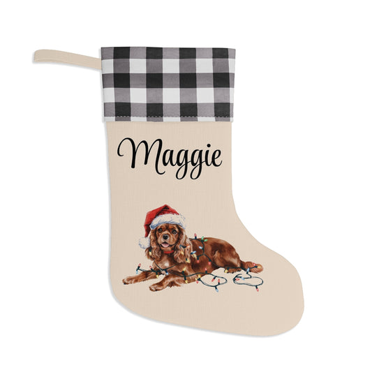 Personalized Ruby Cavalier King Charles Spaniel Christmas Stocking