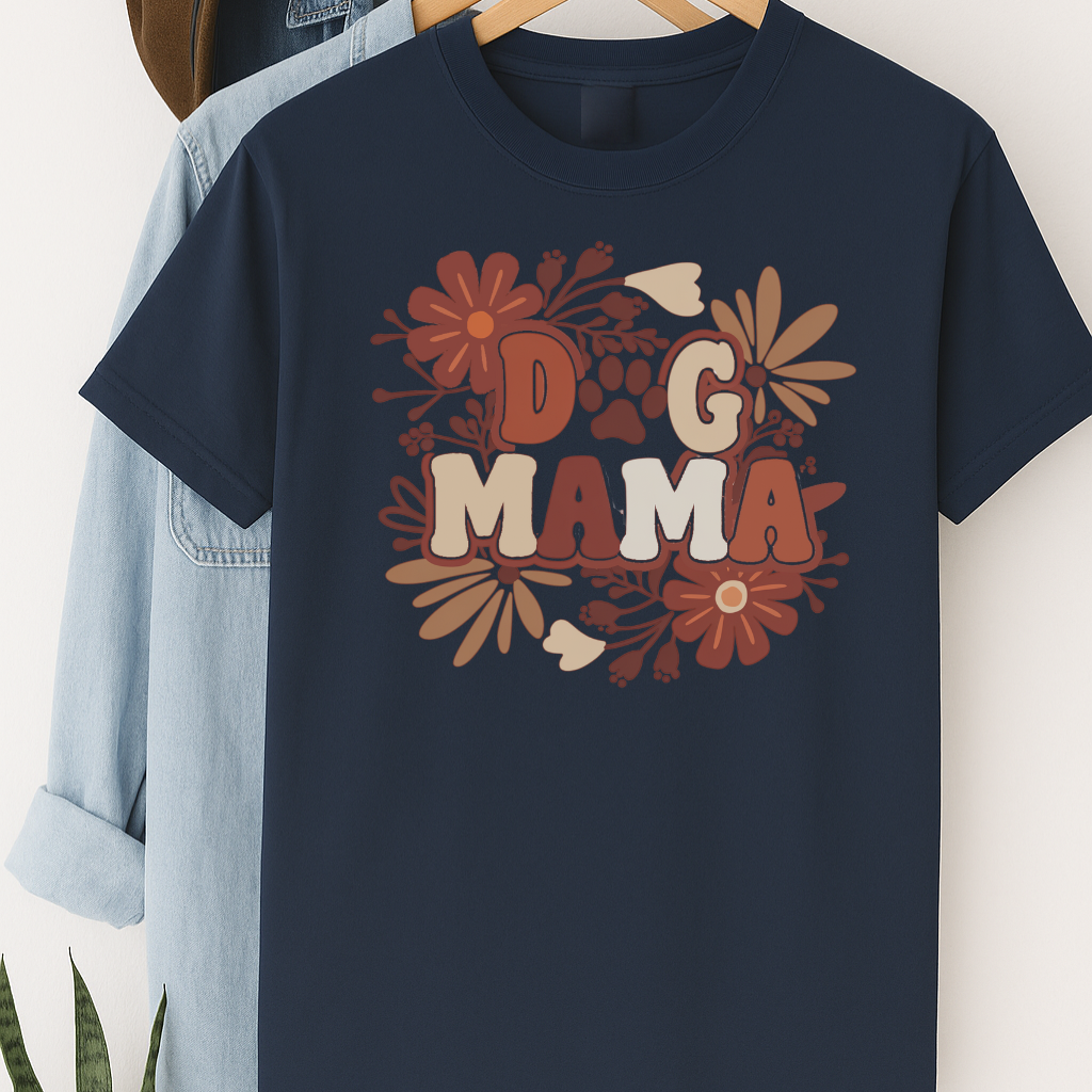 Retro Dog Mama T-Shirt – Cute Floral Pet Lover Tee for Women Who Adore Their Pup