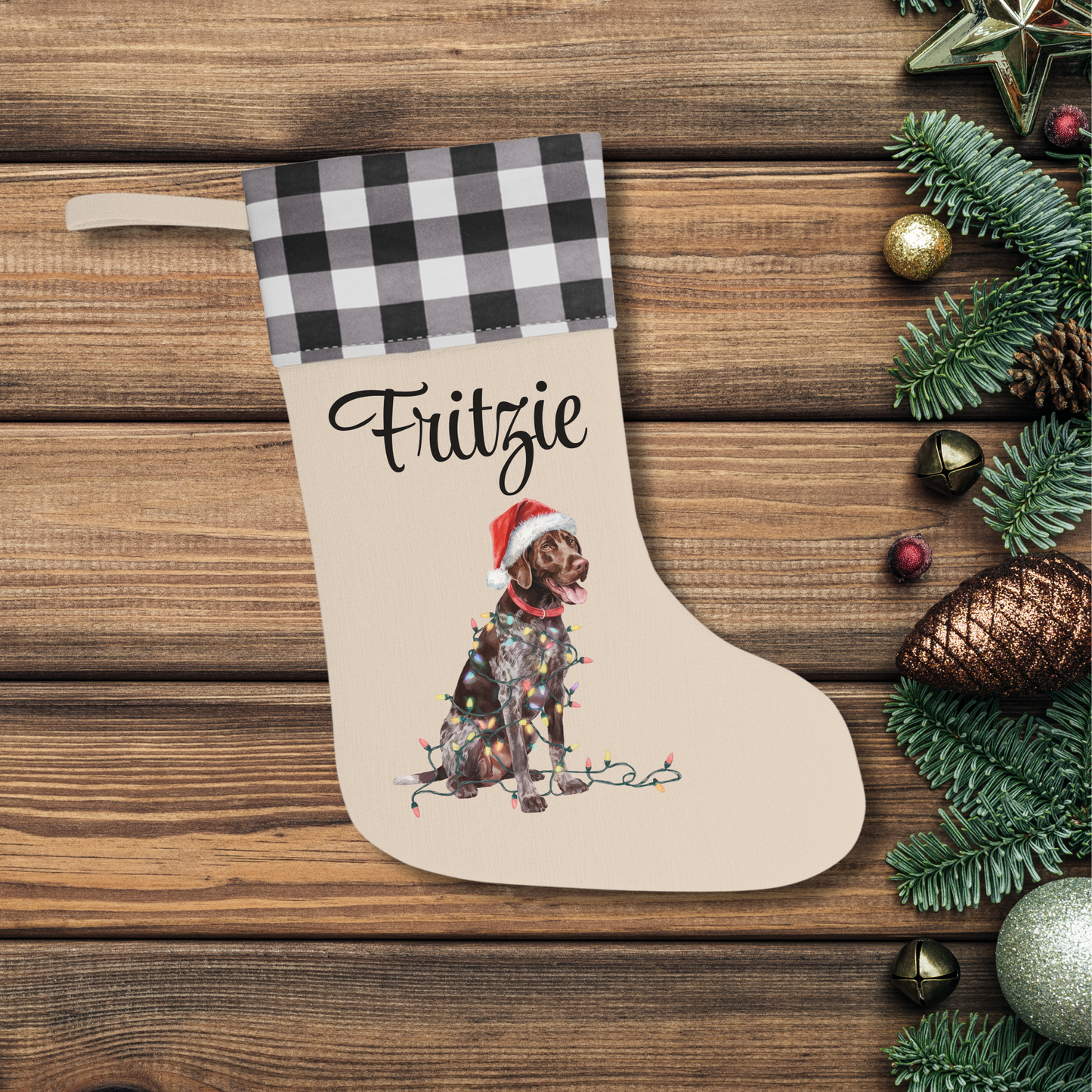 Personalized German Shorthaired Pointer Christmas Stocking, Holiday Decor Gift for Pet Lovers