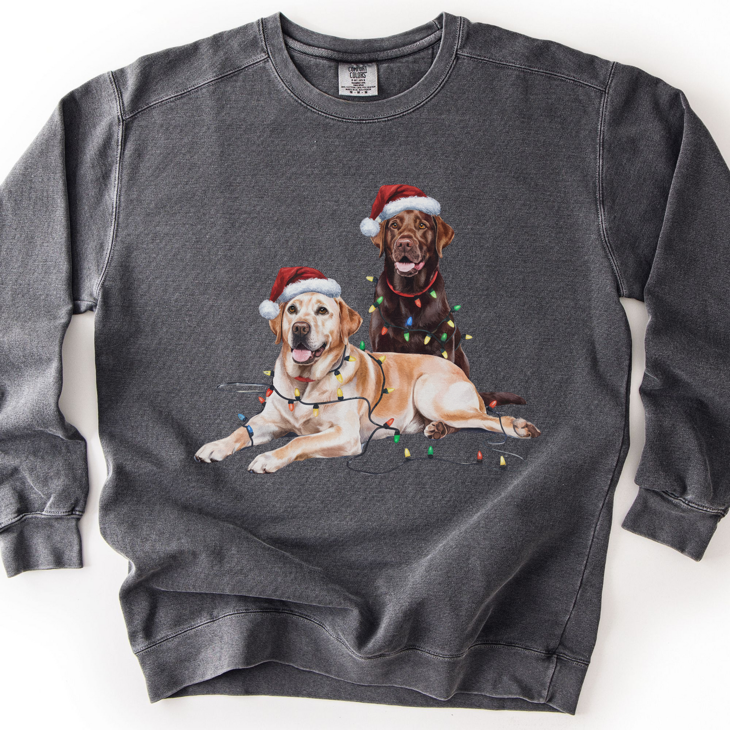 Chocolate and Yellow Lab Christmas Lights Sweatshirt