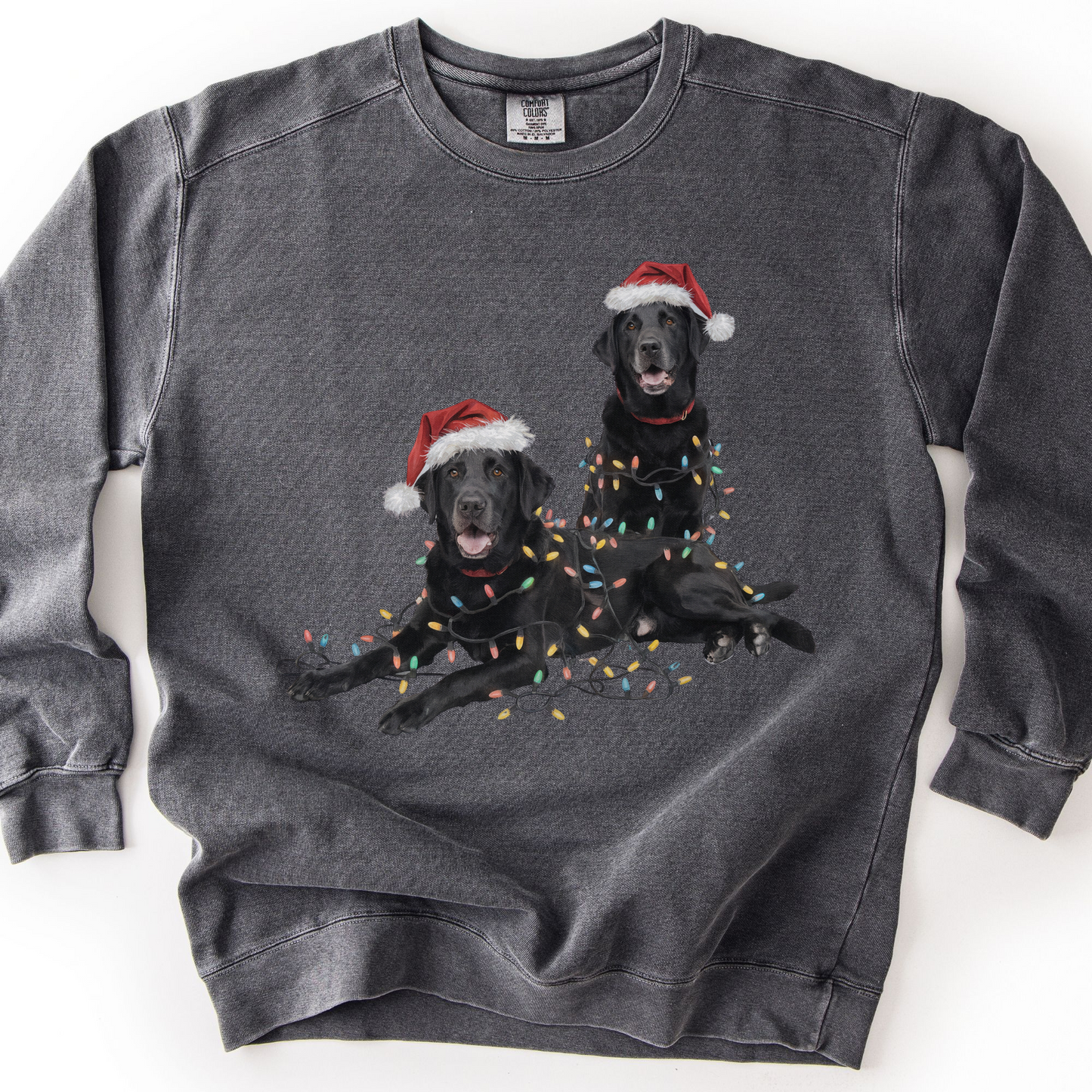 Black Labs Christmas Lights Sweatshirt