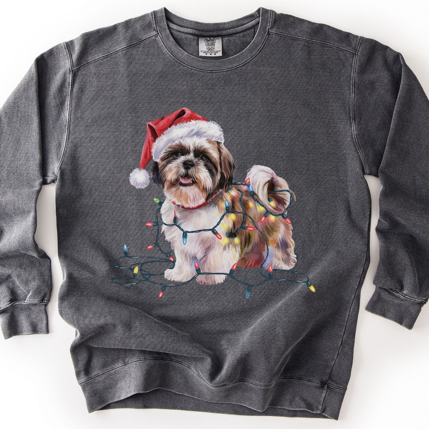 Shih Tzu Christmas Lights Sweatshirt, Festive Dog Mom Apparel