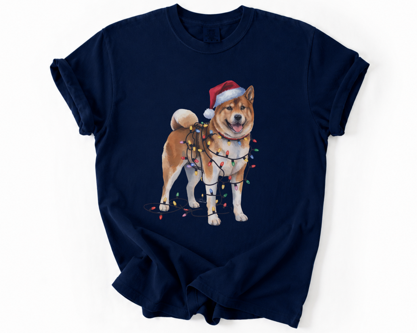 Akita Christmas Lights Dog Shirt, Festive Akita Holiday Tee for Dog Lovers