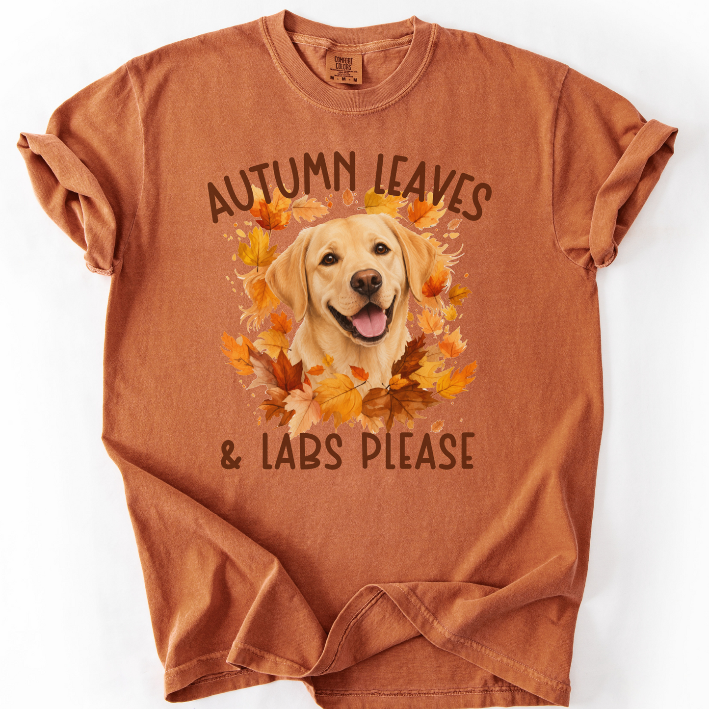 Yellow Lab Mom Fall Shirt, Autumn Leaves & Labs Please