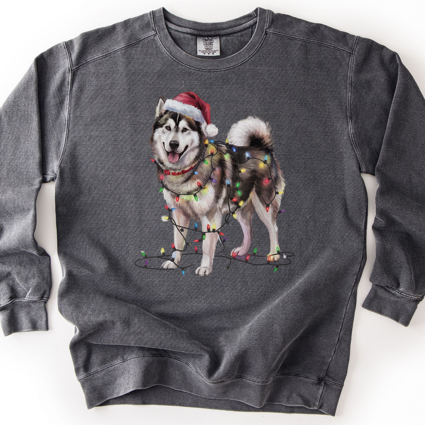 Alaskan Malamute Christmas Lights Dog Sweatshirt, Malamute Mom Gift