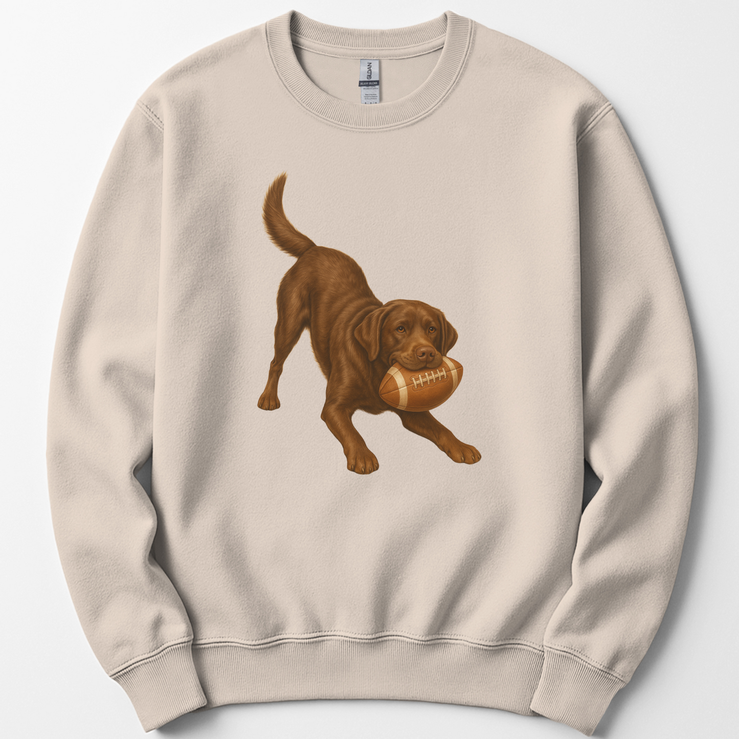 Chocolate Lab Football Sweatshirt Dog Lover Game Day Crewneck Labrador Mom Gift
