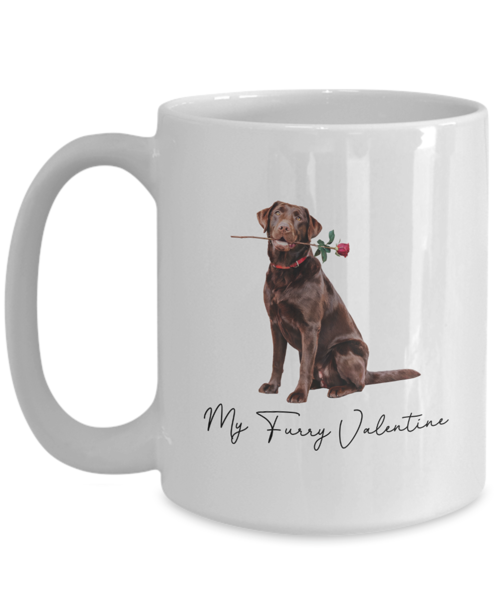 Chocolate Lab Valentine Mug, My Furry Valentine, Gift for Dog Lovers, Cute Dog Coffee Cup, Gift for Chocolate Lab Lovers