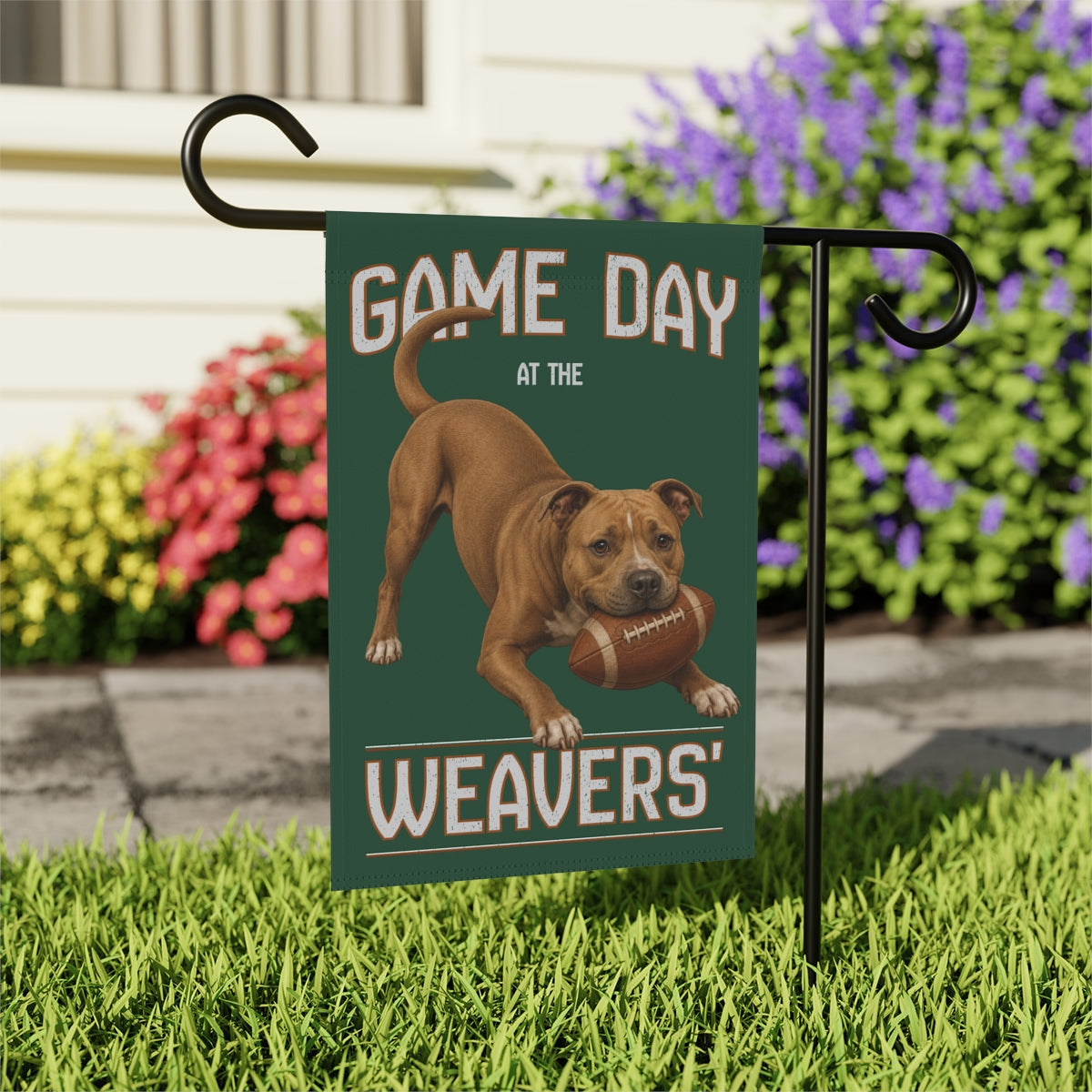 Personalized Pit Bull Garden Flag, Game Day Football Yard Decor Gift
