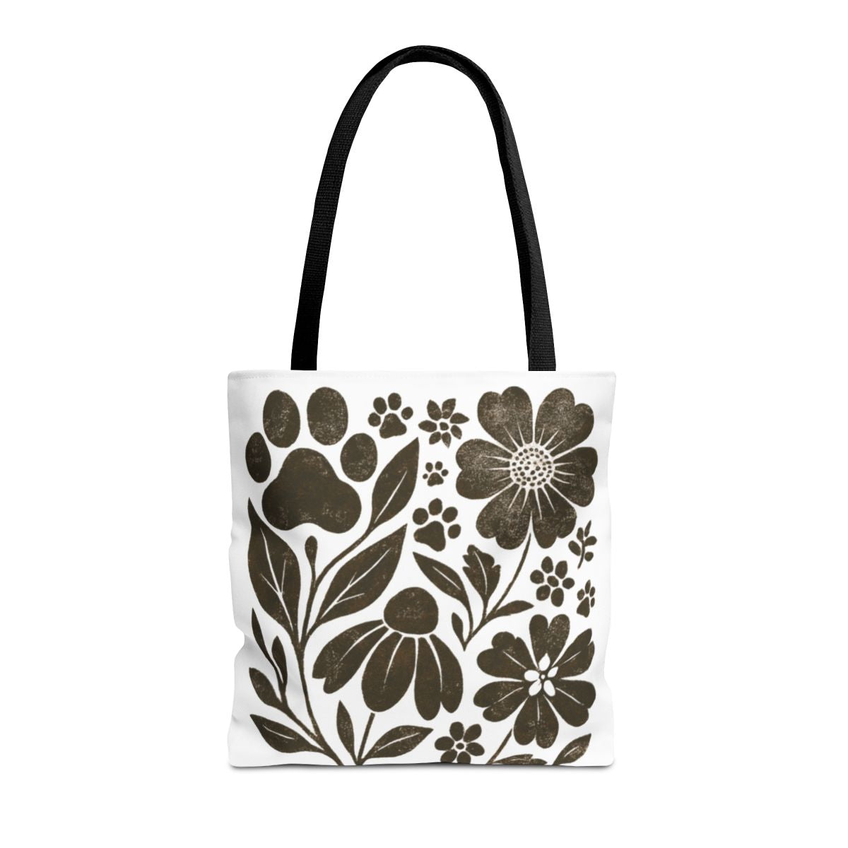 Boho Paw Print Floral Tote Bag – Pet Lover Gift, Durable, Stylish, Available in 3 Sizes