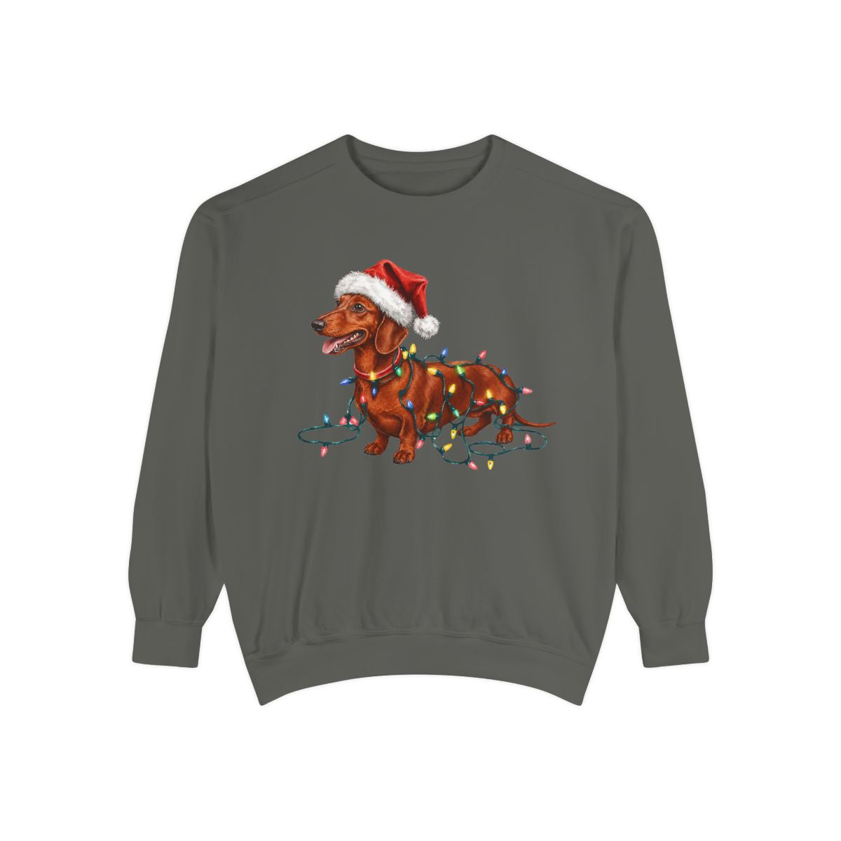 Red Dachshund Christmas Lights Sweatshirt
