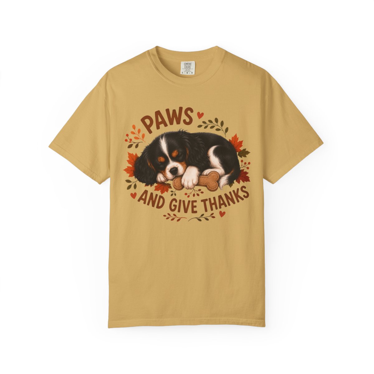 Tricolor Cavalier Thanksgiving Shirt, Paws Give Thanks Tee, Fall Cavalier Dog Lover Gift