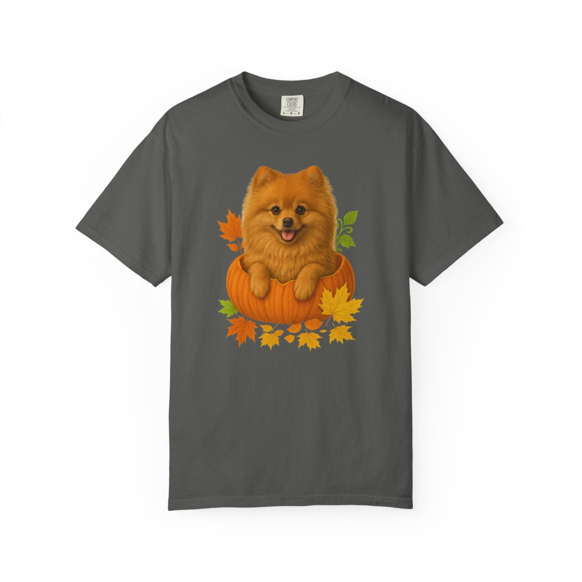 Pomeranian in Pumpkin Fall Shirt, Cute Autumn Dog Tee for Pomeranian Lovers