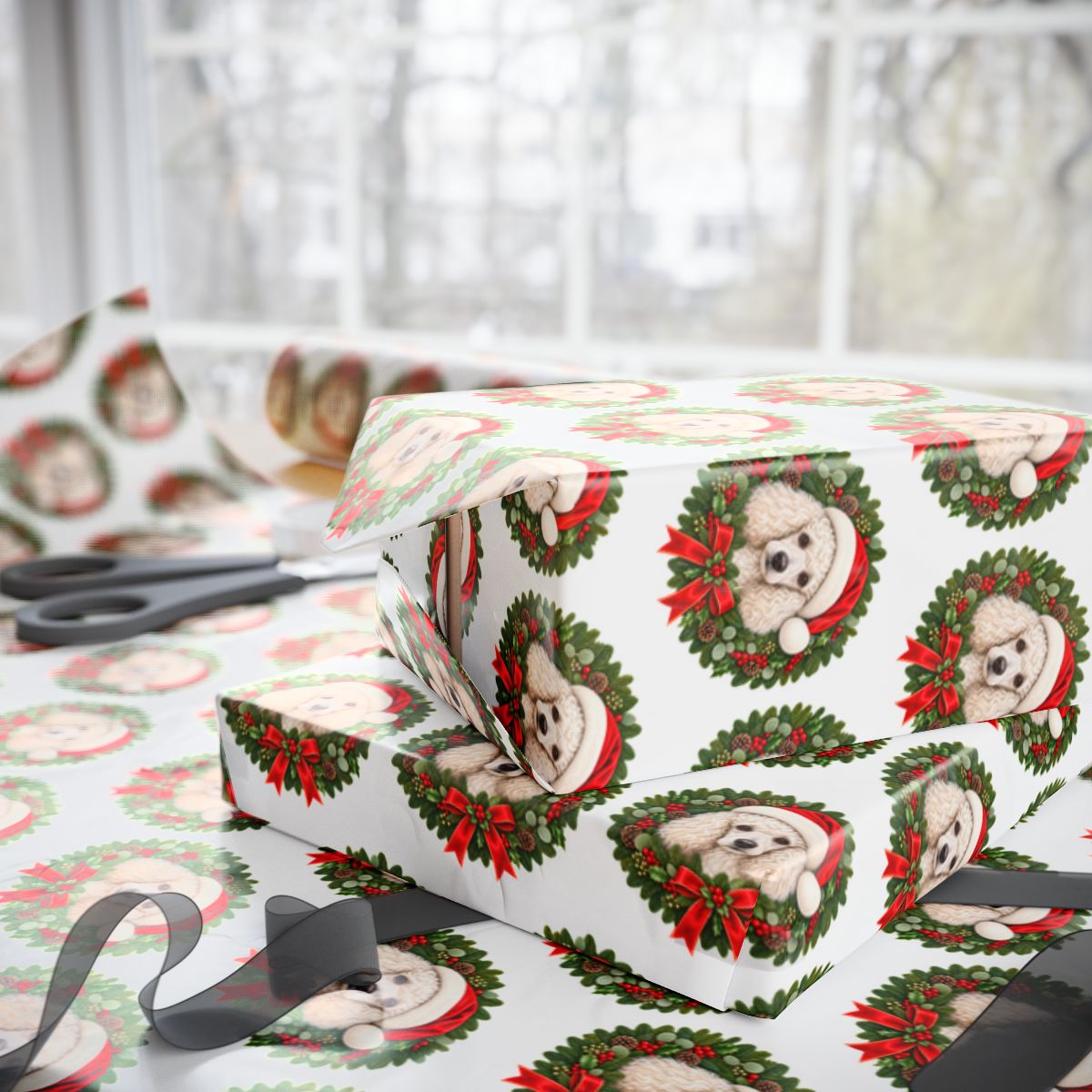 Poodle Christmas Wrapping Paper, Holiday Gift Wrap for Poodle Lovers and Dog Moms