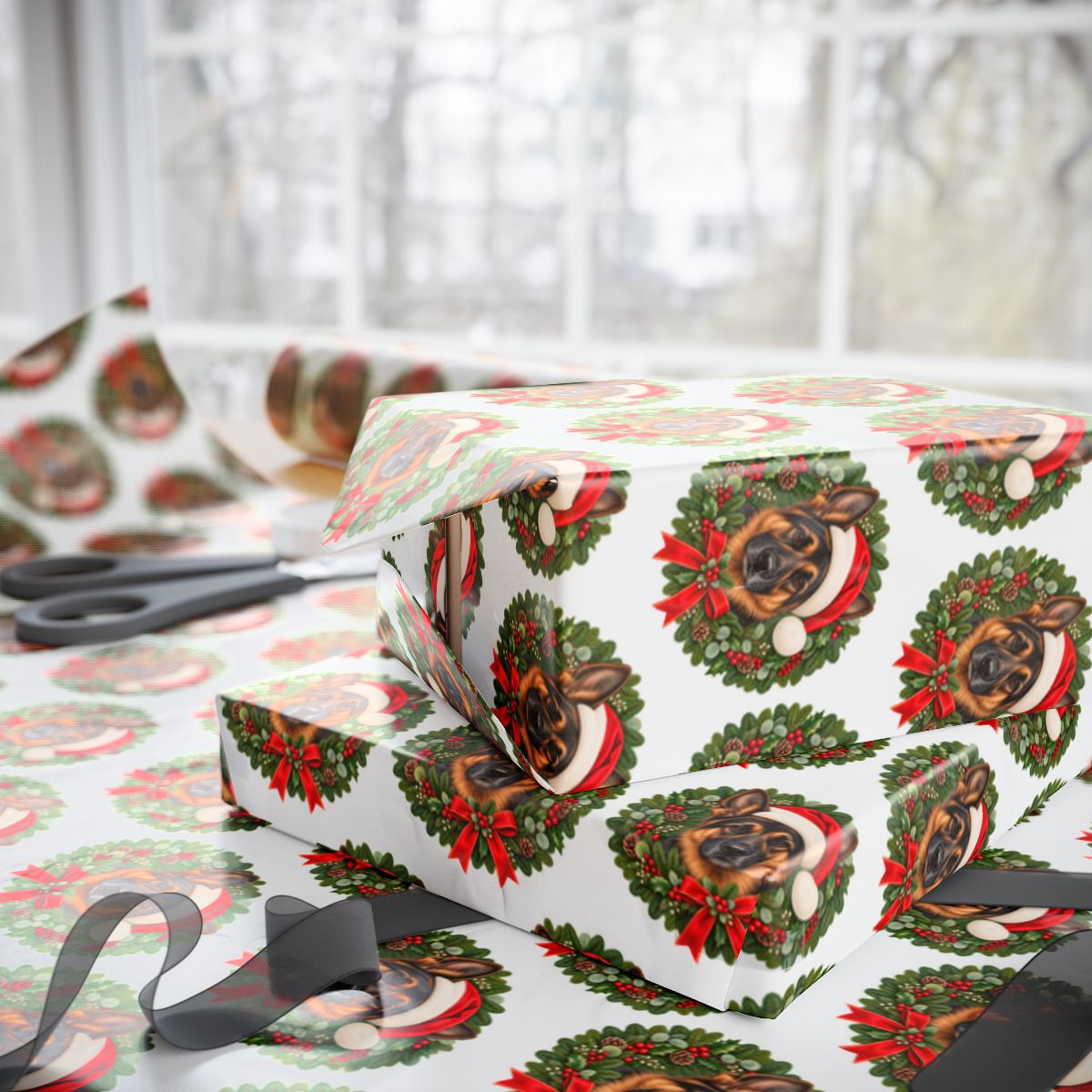 German Shepherd Christmas Wrapping Paper, Holiday Gift Wrap for German Shepherd Lovers, Dog Moms