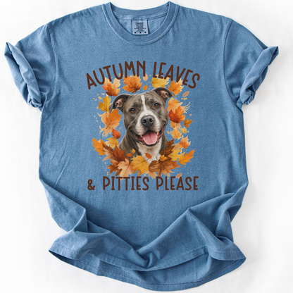Pitbull Mom Fall Shirt, Autumn Leaves & Pitties Please
