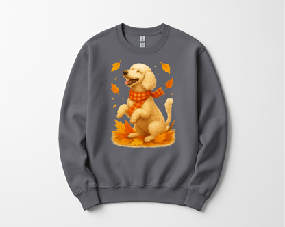 Poodle Autumn Shirt, Cozy Poodle Sweatshirt, Fall Dog Lover Apparel, Poodle Leaves Gift, Cute Dog Clothing, Autumn Vibes Sweatshirt