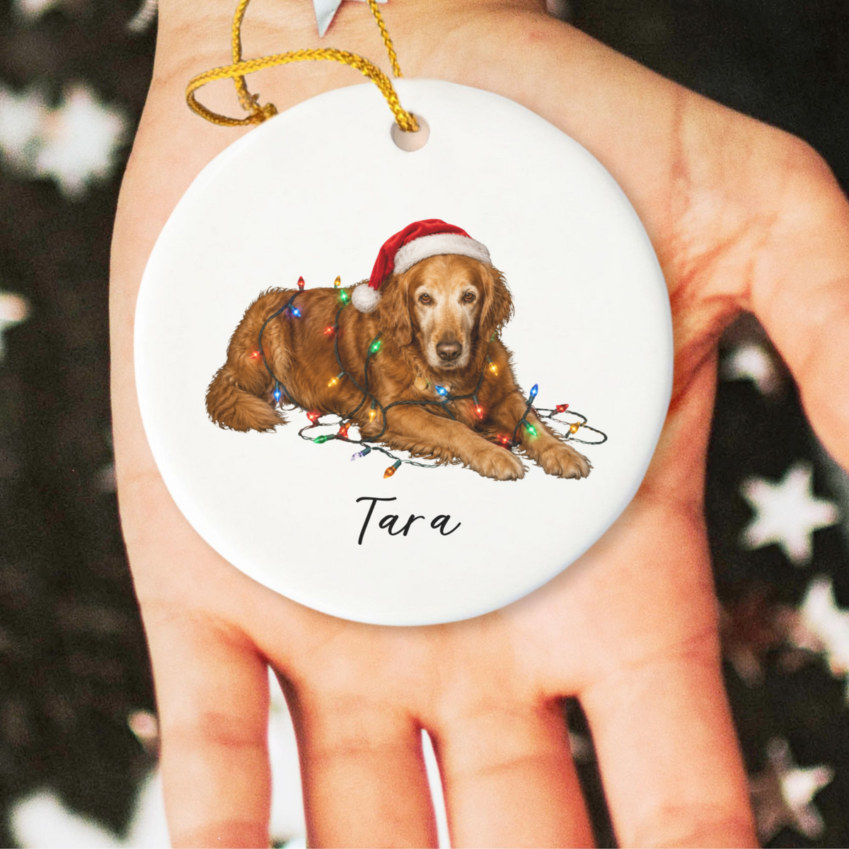 Personalized Dog Photo Christmas Ornament Custom Pet Name Ceramic Keepsake