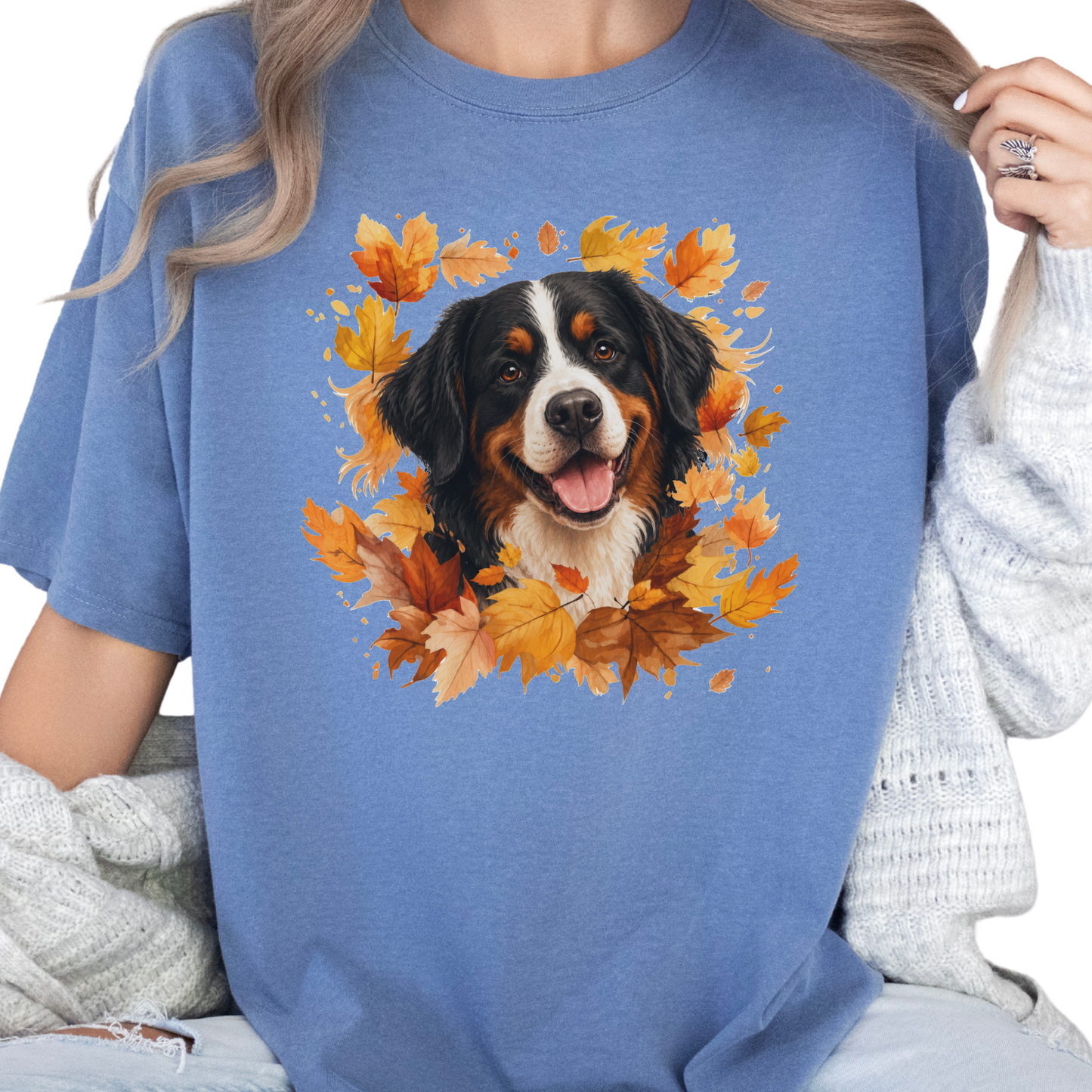 Bernese Mountain Dog Fall Shirt, Autumn Dog Mom Comfort Colors Tee