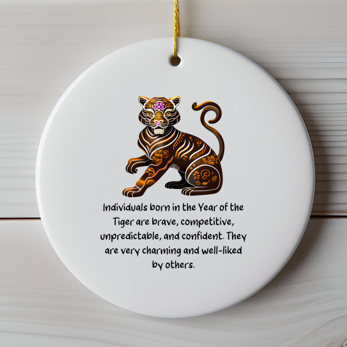 Chinese Zodiac Tiger Ornament, Year of the Tiger Horoscope Gift for Lunar New Year