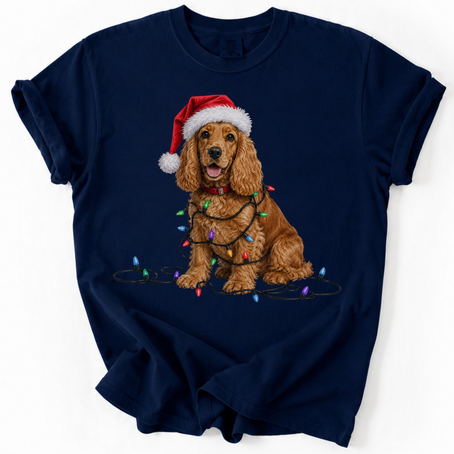 Christmas Cocker Spaniel Shirt, Christmas Lights Dog Shirt