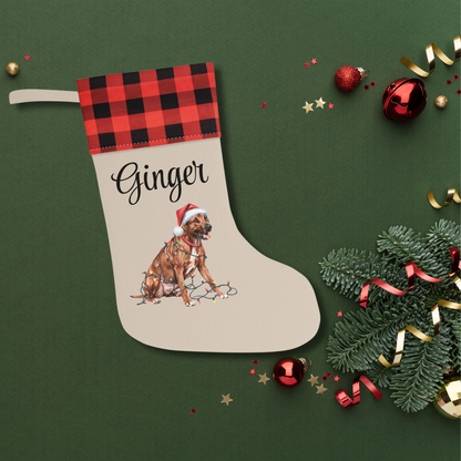 Personalized Rhodesian Ridgeback Christmas Stocking, Holiday Decor Gift for Pet Lovers