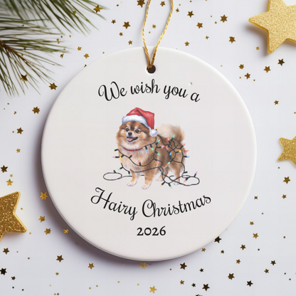 Christmas Pomeranian Ornament, Christmas Lights Dog Keepsake