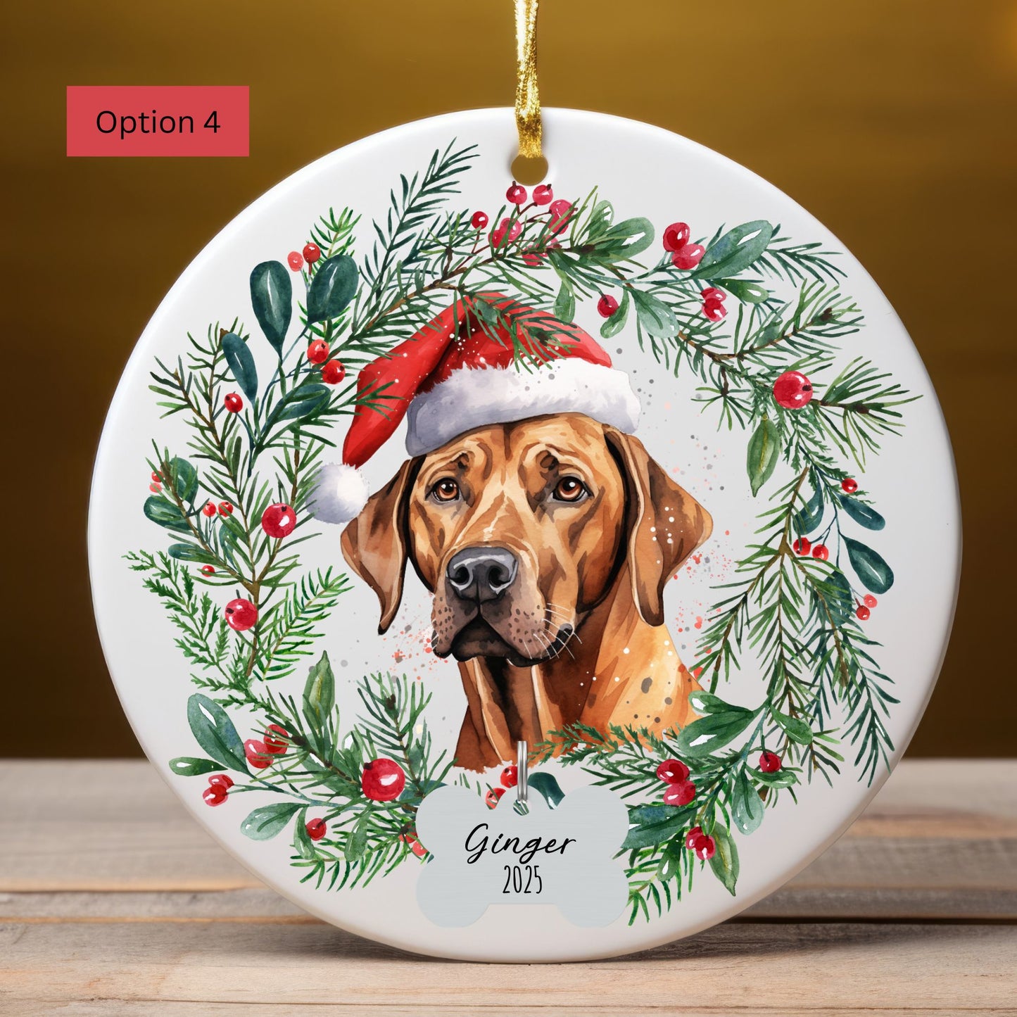 Personalized Rhodesian Ridgeback Christmas Ornament