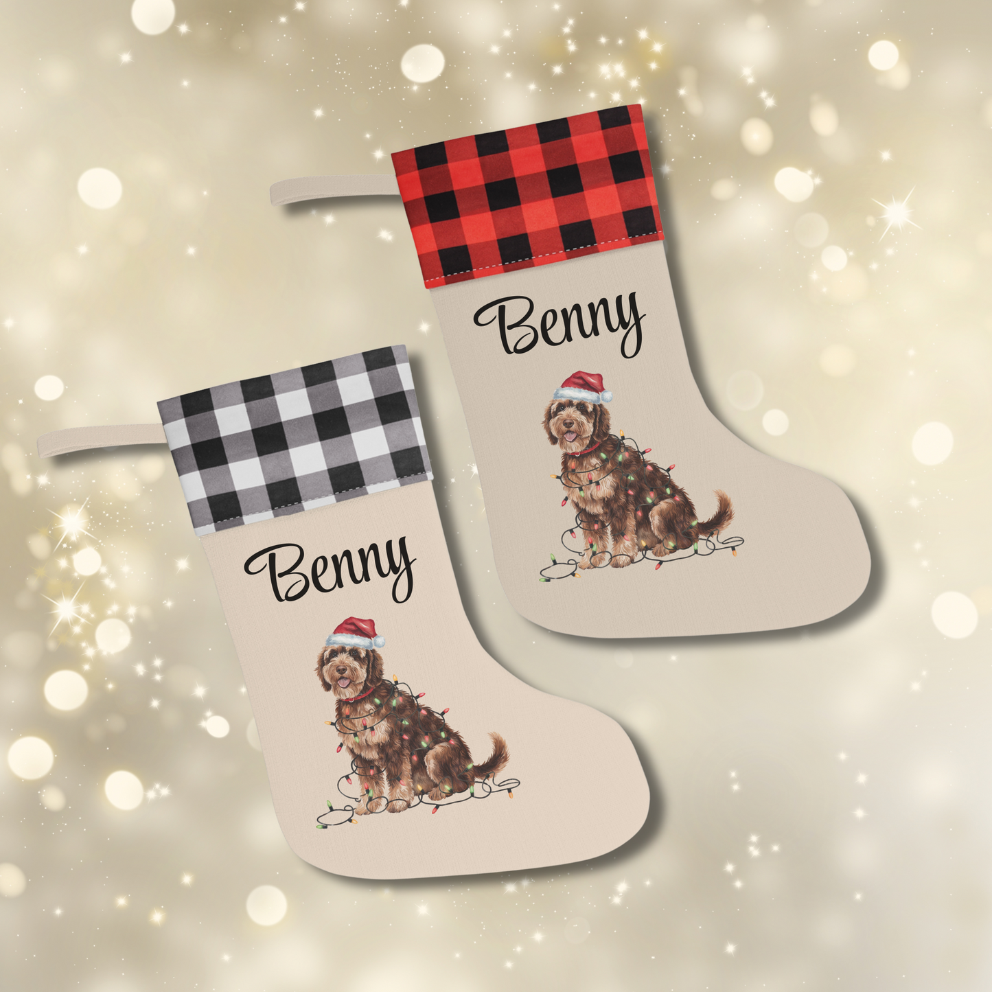 Personalized Portuguese Water Dog Christmas Stocking, Holiday Decor Gift for Pet Lovers