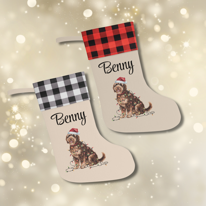Personalized Portuguese Water Dog Christmas Stocking, Holiday Decor Gift for Pet Lovers