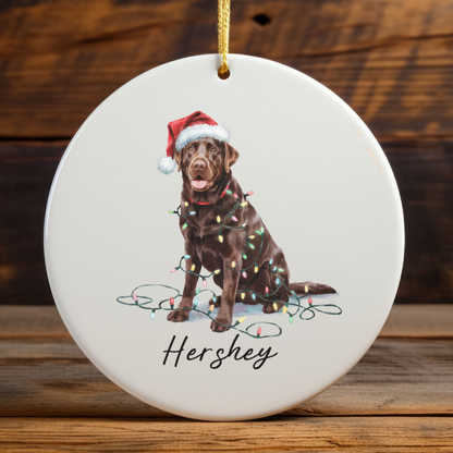 Chocolate Labrador Retriever Ornament, Personalized Dog Christmas Decor