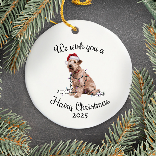 Christmas Soft Coated Wheaten Terrier Ornament, Christmas Lights Dog Keepsake