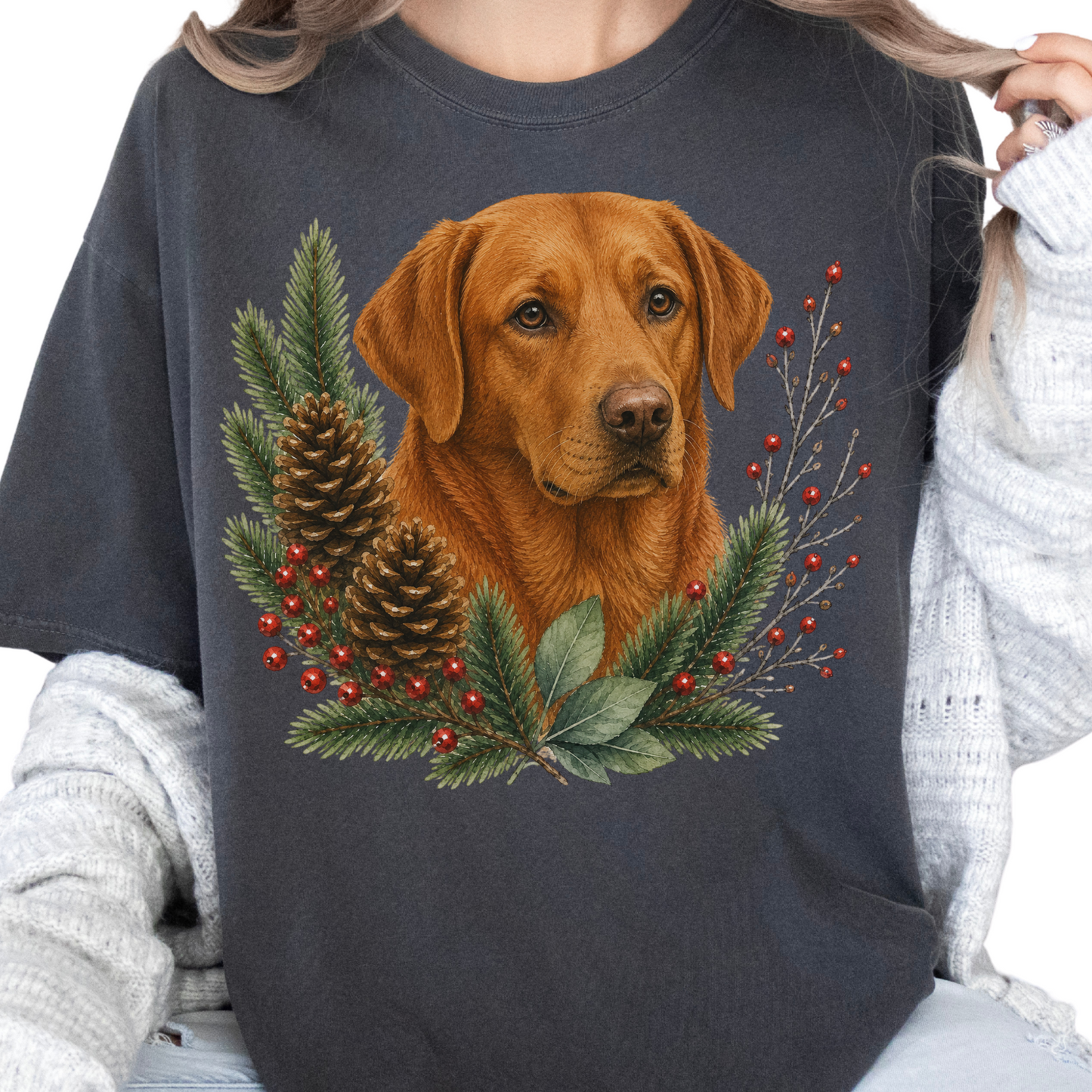 Fox Red Lab Christmas Shirt, Labrador Retriever Dog Mom Tee, Holiday Lab Lover Gift
