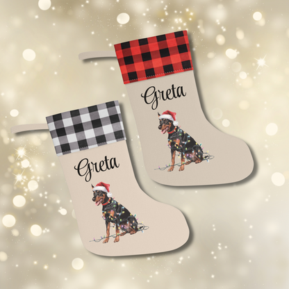 Personalized German Pinscher Christmas Stocking,  Holiday Decor Gift for Pet Lovers