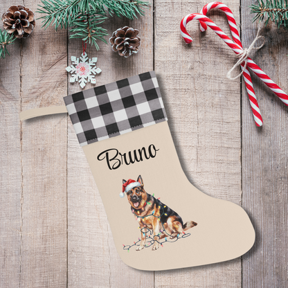 Personalized German Shepherd Christmas Stocking, Holiday Decor Gift for Pet Lovers