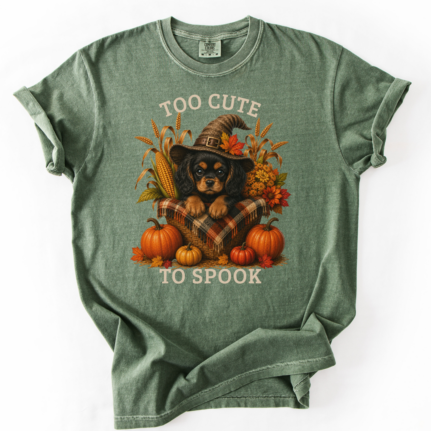 Black & Tan Cavalier Halloween Shirt, Too Cute To Spook Fall Dog Lover Tee