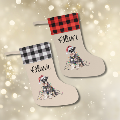 Personalized Schnauzer Christmas Stocking, Holiday Decor Gift for Pet Lovers