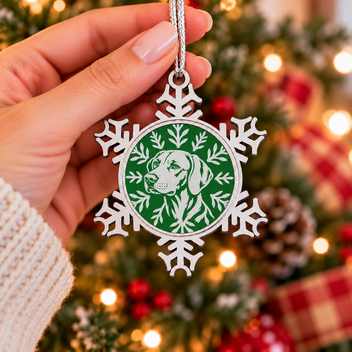 Vizsla Ornament, Pewter Snowflake Christmas Ornament, Vizsla Lover Gift